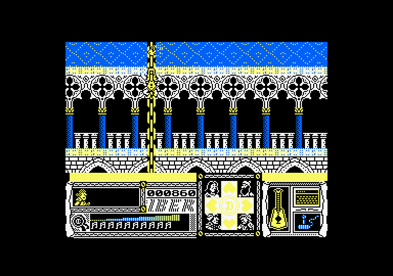 Casanova Amstrad CPC Screenshot: Climbing a rope.