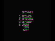 Casanova for MSX - Main menu.