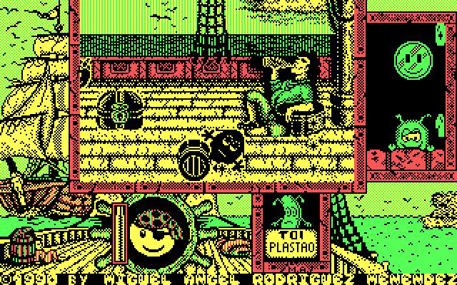 Toi Acid Game IBM PC/Compatibles Screenshot: Smacked by a barrel of rum!
