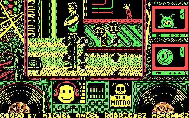 Toi Acid Game IBM PC/Compatibles Screenshot: This guy was in my way, and something hit me!