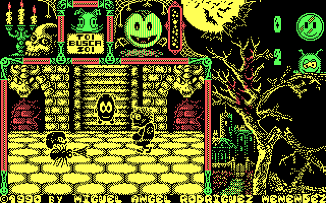 Toi Acid Game IBM PC/Compatibles Screenshot: Heading down to a zombie infested basement...