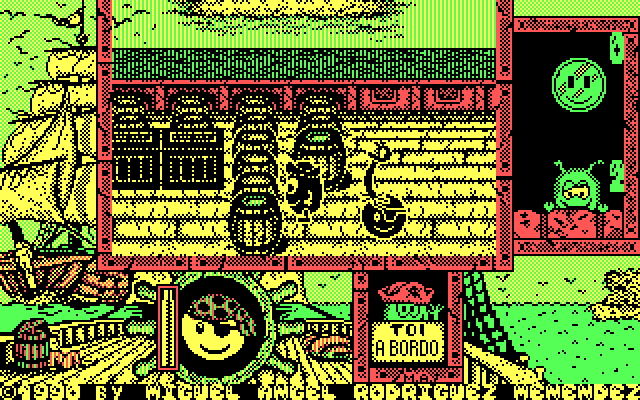 Toi Acid Game IBM PC/Compatibles Screenshot: On a pirate ship now...