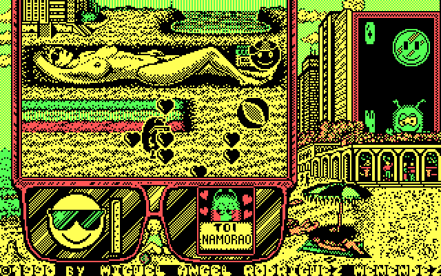 Toi Acid Game IBM PC/Compatibles Screenshot: Hearts appear whenever you see sunbathers...