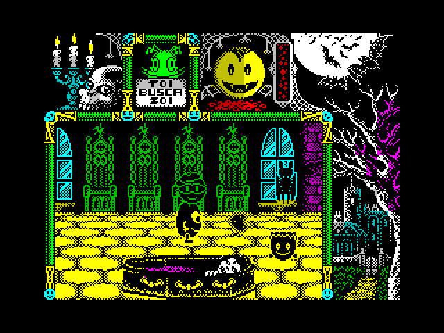 Toi Acid Game ZX Spectrum Screenshot: Looks like the throne room...