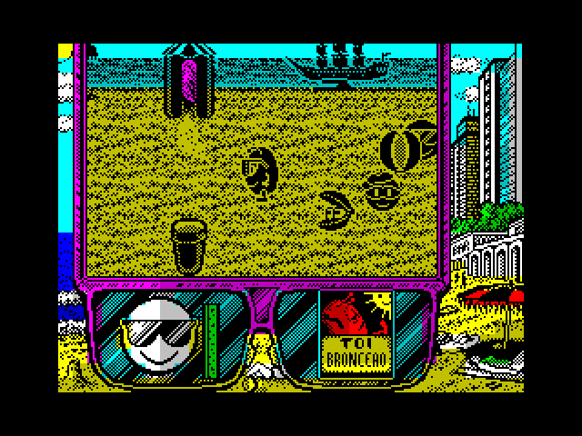 Toi Acid Game ZX Spectrum Screenshot: I'm at the beach now.