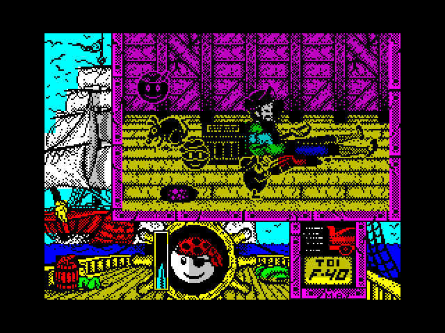 Toi Acid Game ZX Spectrum Screenshot: Drinking again...something always happens when you do that!