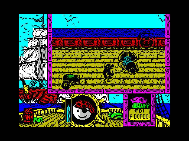 Toi Acid Game ZX Spectrum Screenshot: On a pirate ship now.