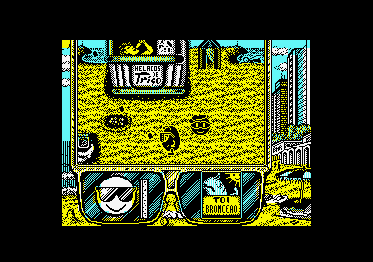 Toi Acid Game Amstrad CPC Screenshot: Exploring the beach scene...
