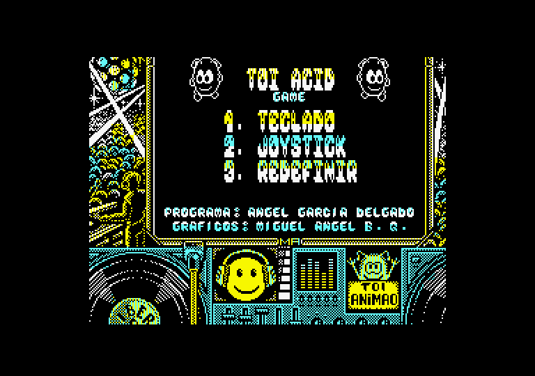 Toi Acid Game Amstrad CPC Screenshot: The main menu.