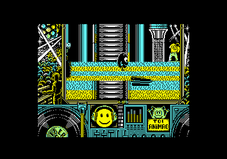 Toi Acid Game Amstrad CPC Screenshot: Avoid the dancing shoes!