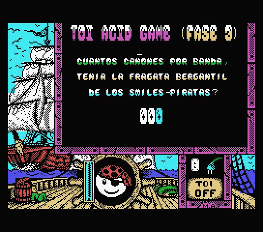 Toi Acid Game MSX Screenshot: You'll need a code to begin each new level...