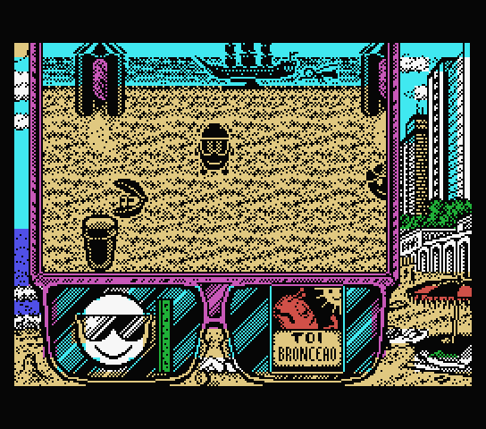 Toi Acid Game MSX Screenshot: Starting out at the beach.