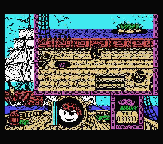 Toi Acid Game MSX Screenshot: These stairs head to the lower deck...