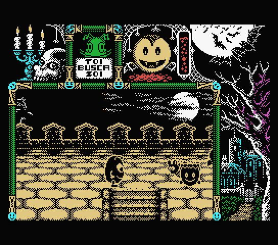 Toi Acid Game MSX Screenshot: Entering the haunted house...