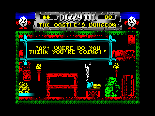Fantasy World Dizzy ZX Spectrum Screenshot: Where do you think you're going?