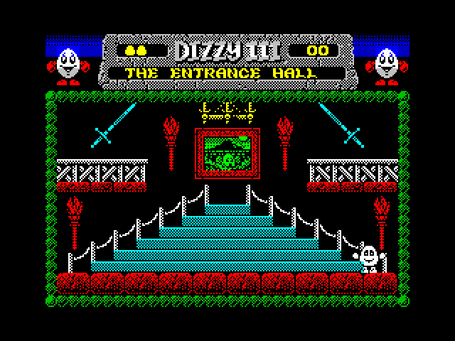 Fantasy World Dizzy ZX Spectrum Screenshot: Welcome to The Entrance Hall.