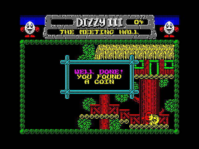 Fantasy World Dizzy ZX Spectrum Screenshot: Found another coin.