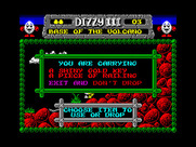Fantasy World Dizzy for ZX Spectrum - Here's my inventory screen.