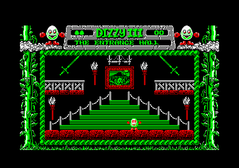 Fantasy World Dizzy Amstrad CPC Screenshot: The Entrance Hall...