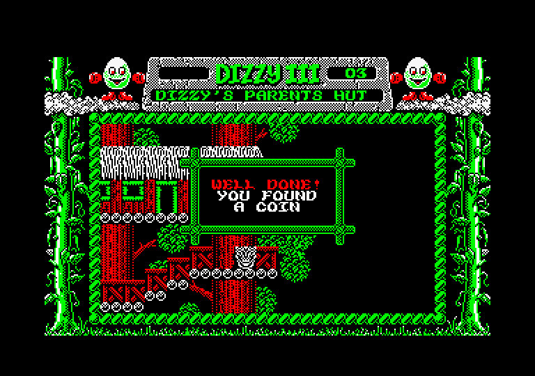 Fantasy World Dizzy Amstrad CPC Screenshot: I found another coin!