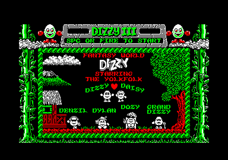 Fantasy World Dizzy Amstrad CPC Screenshot: Title screen.