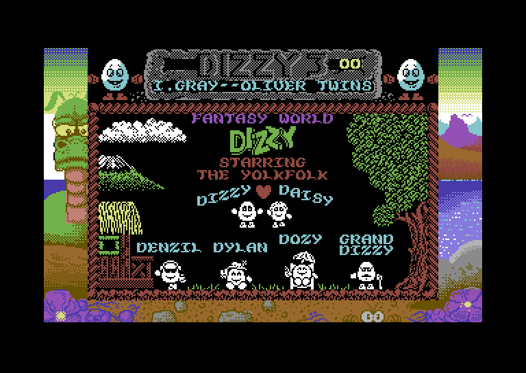 Fantasy World Dizzy Commodore 64 Screenshot: Title screen.