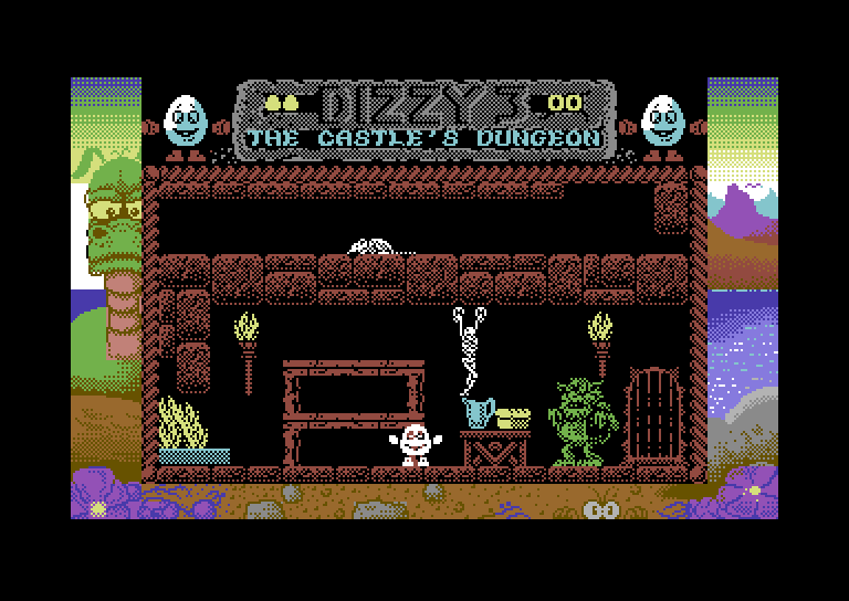 Fantasy World Dizzy Commodore 64 Screenshot: Game start.