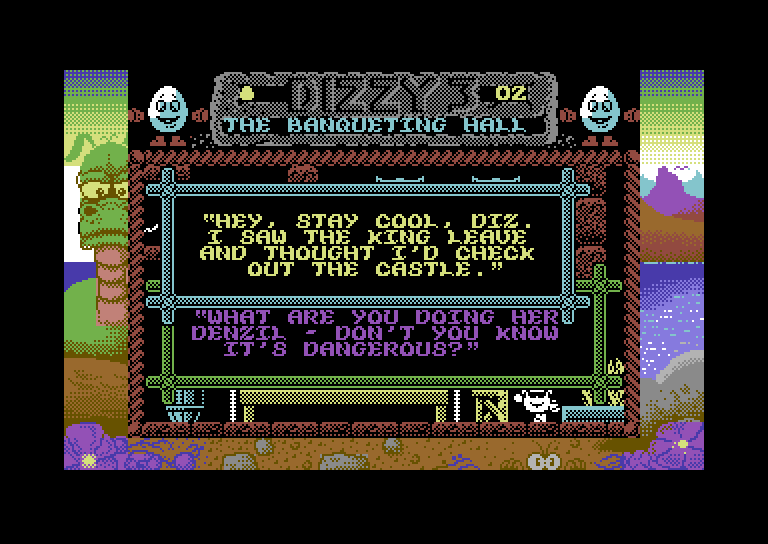 Fantasy World Dizzy Commodore 64 Screenshot: A little of the story so far...