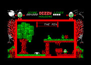 Dizzy: The Ultimate Cartoon Adventure for Amstrad CPC - A mine cart blocks the path at the moment.