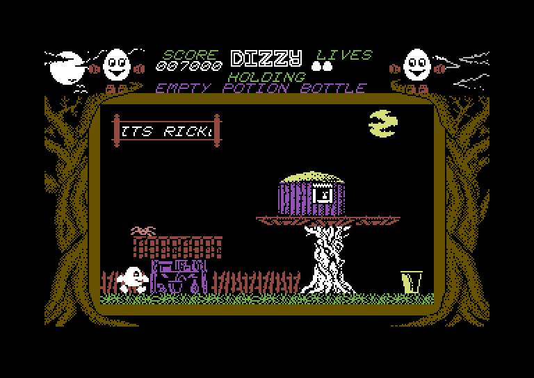 Dizzy: The Ultimate Cartoon Adventure Commodore 64 Screenshot: Walking along the path...