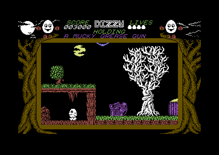 Dizzy: The Ultimate Cartoon Adventure Commodore 64 Screenshot: Entering an underground area...
