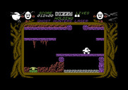 Dizzy: The Ultimate Cartoon Adventure for Commodore 64 - Walking across a bridge...