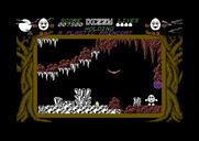 Dizzy: The Ultimate Cartoon Adventure for Commodore 64 - Entering a cave.
