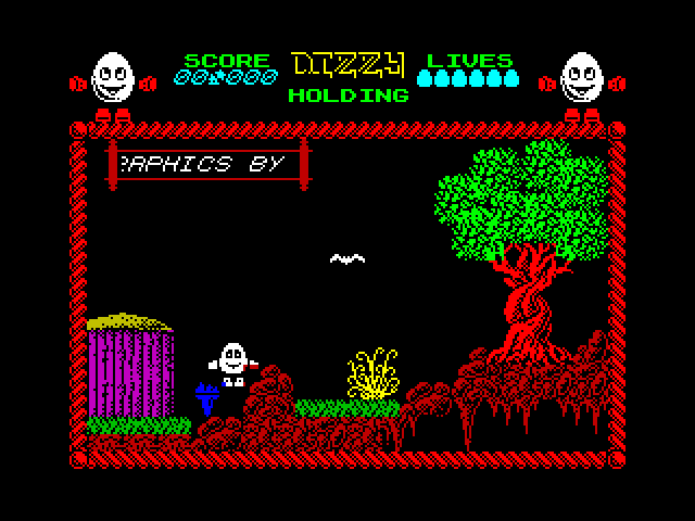 Dizzy: The Ultimate Cartoon Adventure ZX Spectrum Screenshot: Exploring the area...