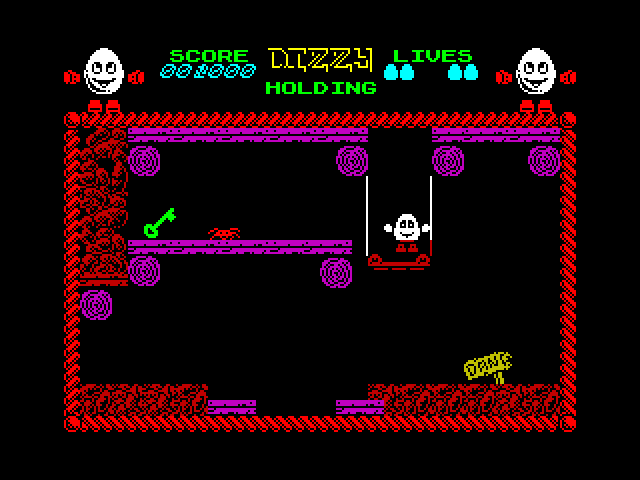 Dizzy: The Ultimate Cartoon Adventure ZX Spectrum Screenshot: Descending into the mine...