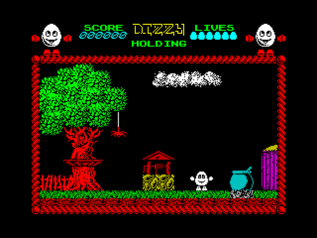 Dizzy: The Ultimate Cartoon Adventure ZX Spectrum Screenshot: Game start.