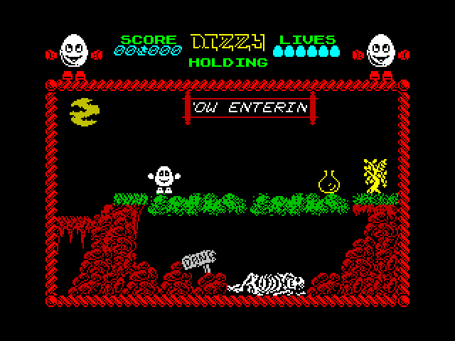 Dizzy: The Ultimate Cartoon Adventure ZX Spectrum Screenshot: Hmm, is this bridge safe?