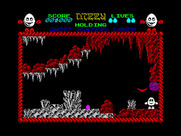 Dizzy: The Ultimate Cartoon Adventure for ZX Spectrum - Entering a cave.