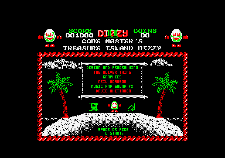 Treasure Island Dizzy Amstrad CPC Screenshot: Title screen.