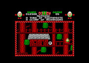 Treasure Island Dizzy for Amstrad CPC - There's lots of platforms and houses up in the trees.