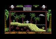 Treasure Island Dizzy for Commodore 64 - The game starts on this beach.