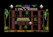 Treasure Island Dizzy for Commodore 64 - You'll find a number of houses and platforms up here.