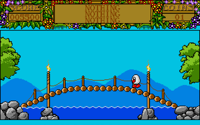 Treasure Island Dizzy Atari ST Screenshot: Crossing a bridge.