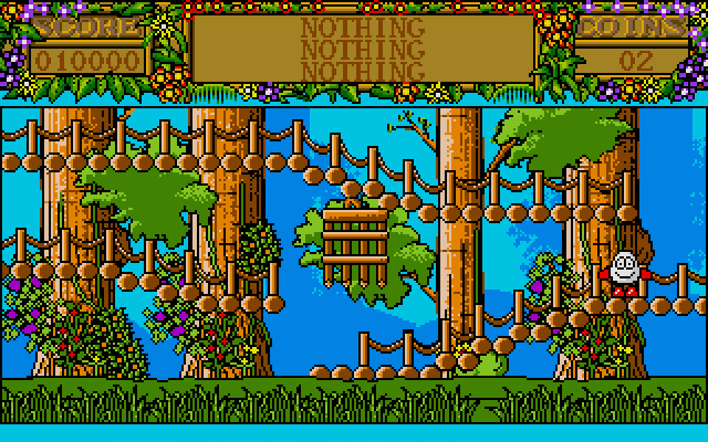 Treasure Island Dizzy Atari ST Screenshot: Watch out for those cages, if Dizzy is trapped it's game over.