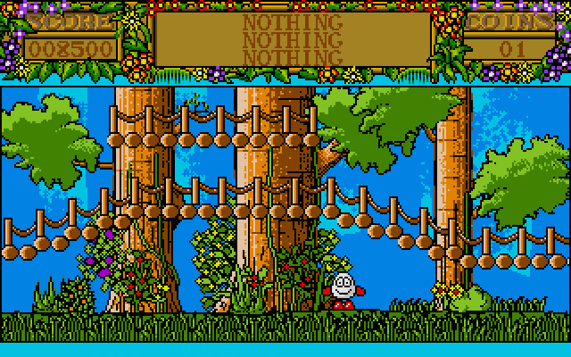 Treasure Island Dizzy Atari ST Screenshot: There are a lot of platforms to explore here.