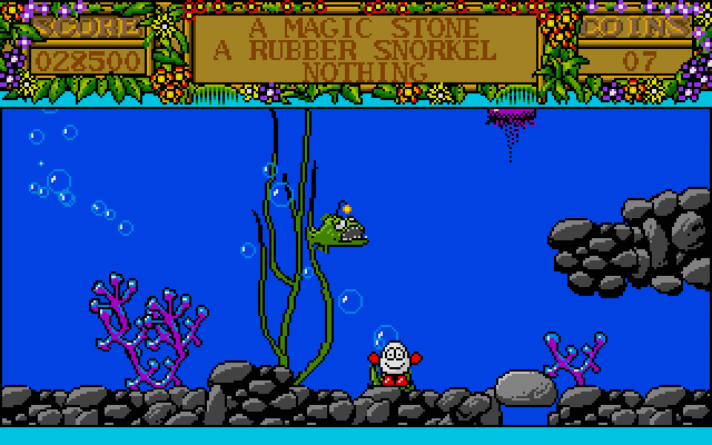 Treasure Island Dizzy Atari ST Screenshot: How can I move that rock?