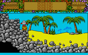 Treasure Island Dizzy for Atari ST - Standing on a chest to reach new heights.