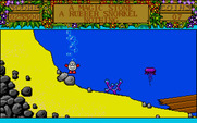 Treasure Island Dizzy for Atari ST - Don't touch the jellyfish, they're deadly.