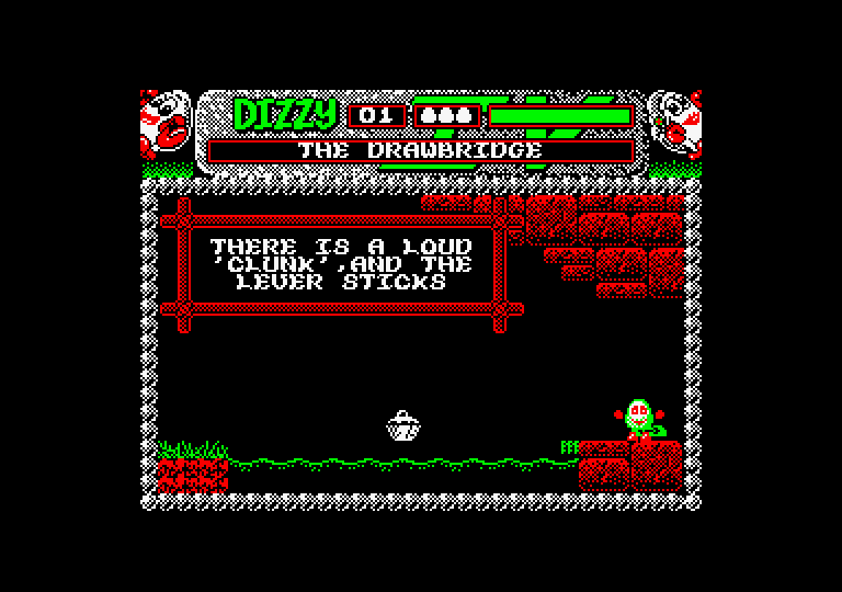 Magicland Dizzy Amstrad CPC Screenshot: Pulling random levers.