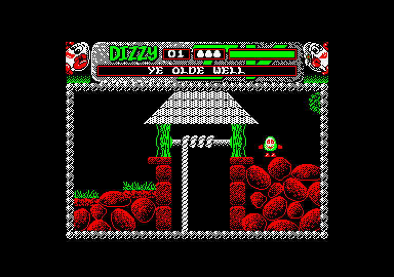 Magicland Dizzy Amstrad CPC Screenshot: I wonder if anything is in ye olde well.